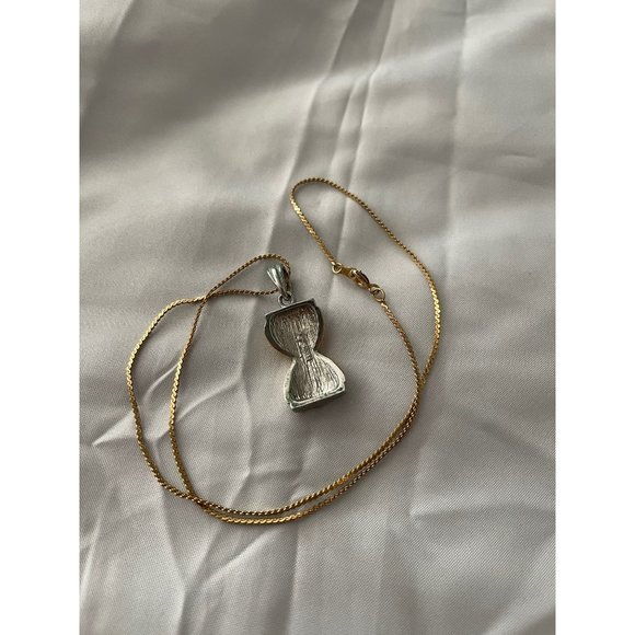 Vintage 2-Tone Criss Cross Pendant on Serpentine Gold Tone Chain Necklace - Picture 8 of 10